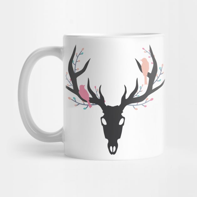 Whimsy Stag Skull by NixieNoo